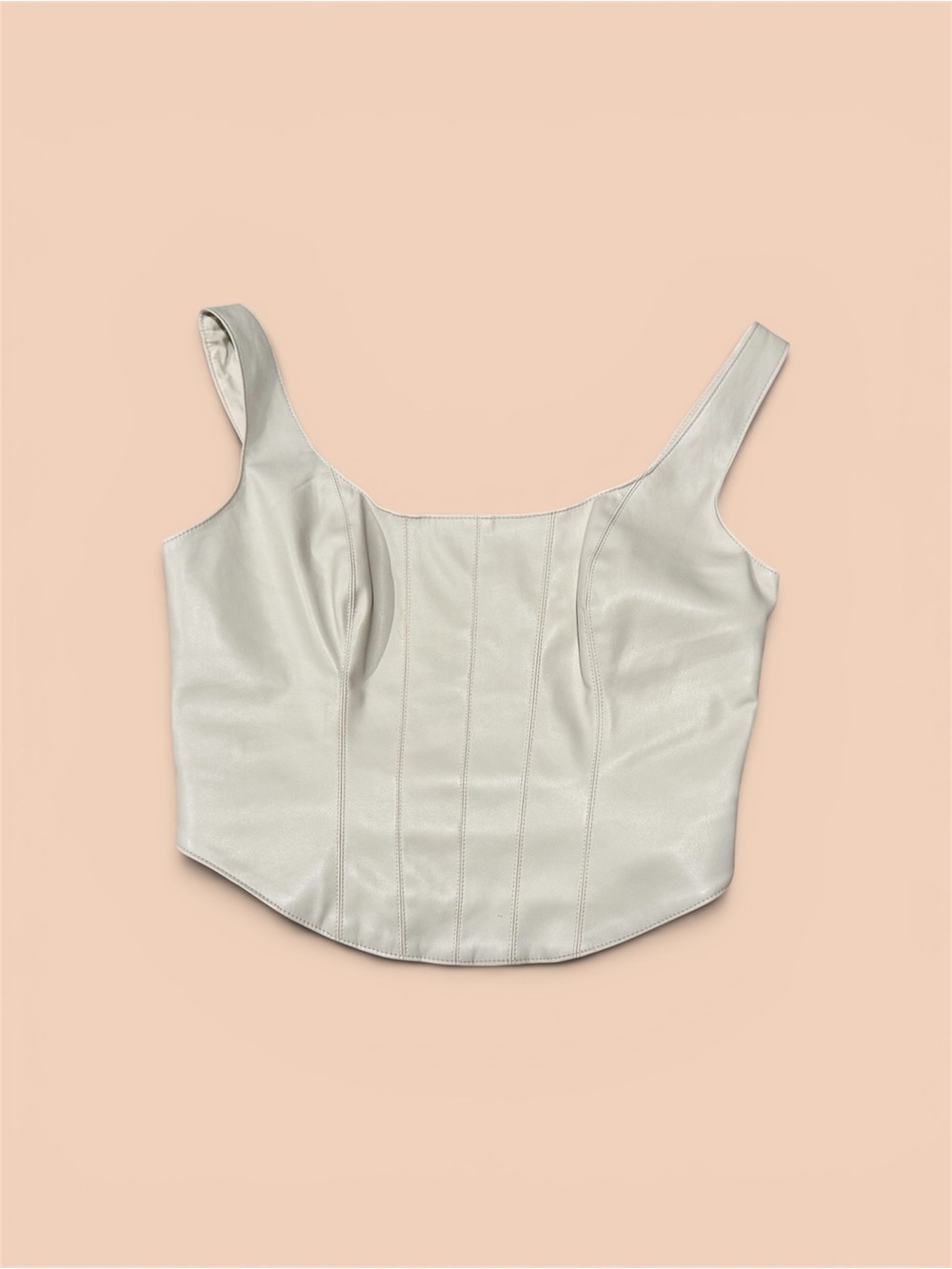 Abercrombie & Fitch Cream Faux Leather Corset Tank